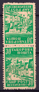 1947 30pf Regensburg, Ukraine, DP Camp, Displaced Persons Camp, Pair Tete-beche (Wilhelm 11 K I A, MNH)