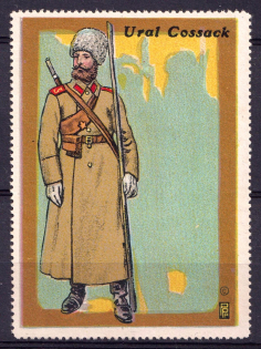 Ural Cossack, WWI Vintage Poster Stamp (MNH)