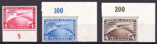 1933 Airmail, Zeppelins 'Chicagofahrt Weltausstellung', Third Reich, Germany (Mi. 496 - 498, Signed, Full Set, CV $1,560)