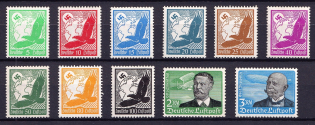 1934 Third Reich, Germany, Airmail (Mi. 529x - 539x, Full Set, CV $760)