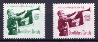 1935 Third Reich, Germany (Mi. 584 x - 585 x, Full Set, CV $30, MNH)