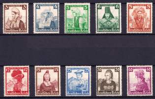 1935 Third Reich, Germany (Mi. 588 - 597, Full Set, CV $230, MNH)