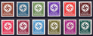 1942-44 Third Reich, Germany, Official Stamps (Mi. 166 - 177, Full Set, CV $60, MNH)