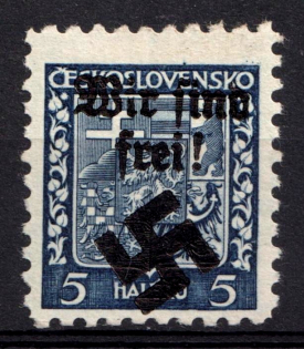 1939 5h Moravia-Ostrava, Bohemia and Moravia, Germany Local Issue (Mi. 1, Type II, CV $50, MNH)