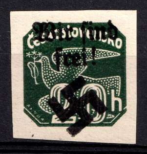 1939 20h Moravia-Ostrava, Bohemia and Moravia, Germany Local Issue (Mi. 38, Type I, CV $70, MNH)