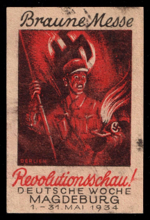 1934 'Brown Fair. Revolution Show. German Week', Swastika, Magdeburg, Third Reich Propaganda, Mini Poster, Nazi Germany