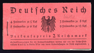 1933 Complete Booklet with stamps of Third Reich, Germany in Excellent Condition (Mi. MH 33, CV $1,170)