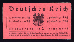 1933 Compete Booklet with stamps of Third Reich, Germany, Excellent Condition (Mi. MH 33, CV $1,170)