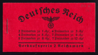 1936-37 Compete Booklet with stamps of Third Reich, Germany, Excellent Condition (Mi. MH 36.3, CV $520)