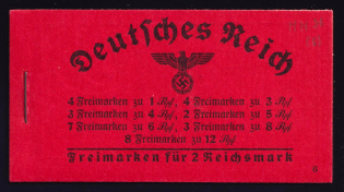 1937-39 Compete Booklet with stamps of Third Reich, Germany, Excellent Condition (Mi. MH 37.2, CV $460)