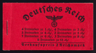 1937-39 Compete Booklet with stamps of Third Reich, Germany, Excellent Condition (Mi. MH 37.1, CV $460)