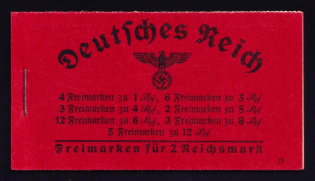 1939 Compete Booklet with stamps of Third Reich, Germany, Excellent Condition (Mi. MH 38.1, CV $330)