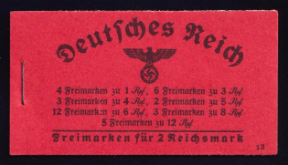 1940-41 Compete Booklet with stamps of Third Reich, Germany, Excellent Condition (Mi. MH 39.3, CV $590)
