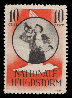 1938 'National Youth Storm', National Socialist Movement, Scouting, Cinderella, Nazi Nederland (MNH)