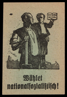'Vote National Socialist!', Third Reich Propaganda, Cinderella, Nazi Germany (Blue Paper)
