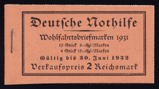 1931 Compete Booklet with stamps of Weimar Republic, Germany, Excellent Condition (Mi. MH 30, CV $590)