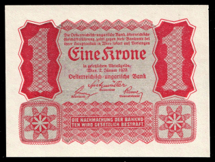 1922 1 Krone, Vienna, Austro-Hungarian Bank, Banknote, Anti-Jewish Propaganda