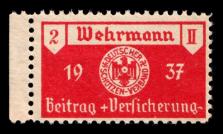 1937 Contribution Insurance for Soldier, Swastika, Revenue Stamp, Third Reich, Nazi Germany (MNH)