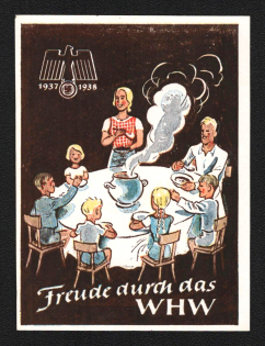 1937-38 'Winter Relief of the German People (WHW)' Issue, Swastika, Third Reich Propaganda, Label on thin paper, Nazi Germany