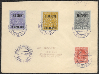 1918 Lviv (Ukraine) - Vienna, Austria, Airmail Cover (Scott C1 - C3)