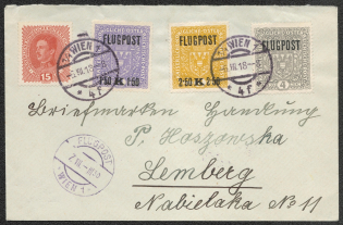 1918 Lviv (Ukraine) - Vienna, Austria, Airmail Cover (Scott C1 - C3)