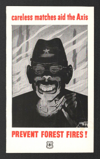 1942 'Careless Matches Aid the Axis - Prevent Forest Fires!', United States, Anti-German Propaganda, Mini Poster