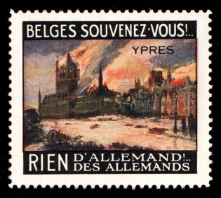 'Nothing German! Nothing from the Germans', Ypres, Belgium, Anti-German Propaganda, Label (MNH)
