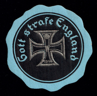 1914 'God Punish England!', WWI Germany, Anti-British Propaganda, Mail Seal Label