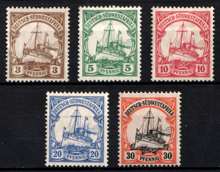 1906-19 South West Africa, German Colonies, Kaiser’s Yacht, Germany (Mi. 24 - 28)