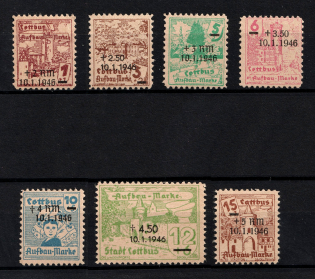 1946 Cottbus, Germany Local Post (Mi. 25 w - 31 w, Signed, Full Set)