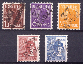 1948 District 37 Schwerin Main Post Office, Robel Emergency Issue, Soviet Russian Zone of Occupation, Germany