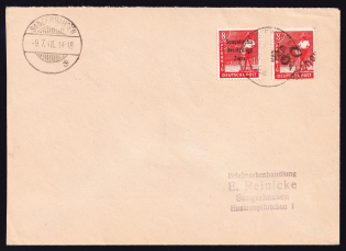 1948 (9 Jul) District 20 Halle Main Post Office, Sangerhausen Emergency Issue, Soviet Russian Zone of Occupation, Germany Cover from Sangerhausen
