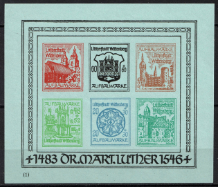 1946 Wittenberg-Lutherstadt, Germany Local Post, Souvenir Sheet (Mi. Bl. II, Unofficial Issue, CV $90)