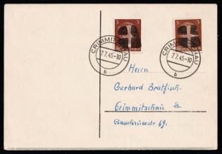 1945 Crimmitschau (Saxony), Soviet Russian Zone of Occupation, Germany Local Post, Postcard