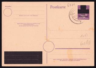 1945 (3 Now) Strausberg (Berlin), Germany Local Post, Postcard, Postal Stationery (Mi. 2 a, Unofficial Issue, Canceled, CV $60)