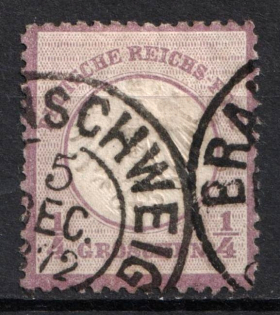 1872 1/4gr German Empire, Germany (Mi. 1, Canceled, CV $160)
