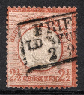 1872 2.5gr German Empire, Germany (Mi. 21 a, Canceled, CV $130)