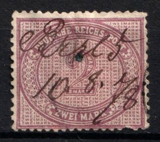 1875-1900 2m German Empire, Germany (Mi. 37 a, Canceled, CV $70)