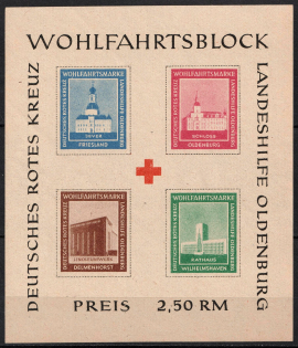 1948 Oldenburg, Germany Local Post, Souvenir Sheet (Mi. Bl. II B, Unofficial Issue, CV $70)