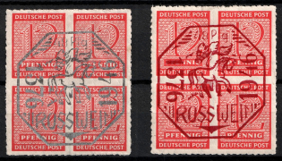 1946 Rosswein (Saxone), Germany Local Post, Blocks of Four (Mi. 1 - 2, Unofficial Issue, Full Set, CV $160)