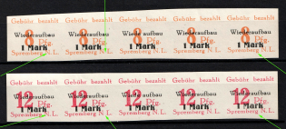 1946 Spremberg (Lower Lusatia), Germany Local Post, Strips (Mi. 19 III - 20 III, 19 VIII - 20 VIII, Print Errors, Unofficial Issue, Full Set, MNH)