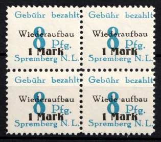 1946 Spremberg (Lower Lusatia), Germany Local Post, Block of Four (Mi. 21 A, Unofficial Issue, MNH)