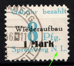 1946 8pf Spremberg (Lower Lusatia), Germany Local Post (Mi. 21 VIII, MISSED Dot after 'N', Print Error, Unofficial Issue, Canceled, CV $30)