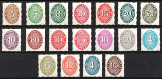 1927-33 Weimar Republic, Germany, Official Stamps (Mi. 114 - 131, Full Set, CV $90)