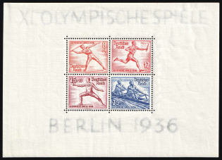 1936 Third Reich, Germany, Souvenir Sheet (Mi. Bl. 6, CV $70)