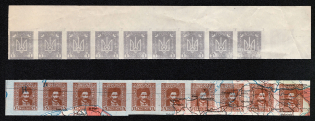 1920 Ukrainian Peoples Republic, Strips (Proofs, Print on Polish Map)