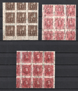 1920 Ukrainian Peoples Republic, Blocks of Nine (Proofs, Print on Polish Map)