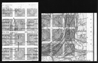 1920 1hrn Ukrainian Peoples Republic, Blocks of Twelve (Proofs, Print on Polish Map)