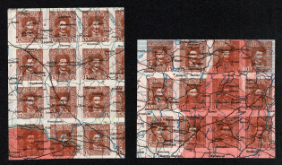 1920 15 hrn Ukrainian Peoples Republic, Blocks of Twelve (Proofs, Print on Polish Map)