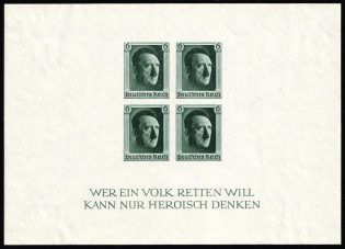1937 Third Reich, Germany, Souvenir Sheet (Mi. Bl. 8, CV $70)